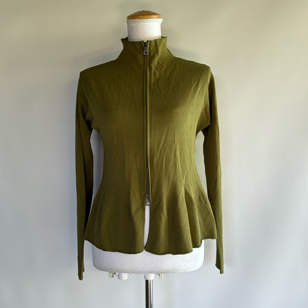 Sarah Pacini Zippered Peplum Cardigan - O/S